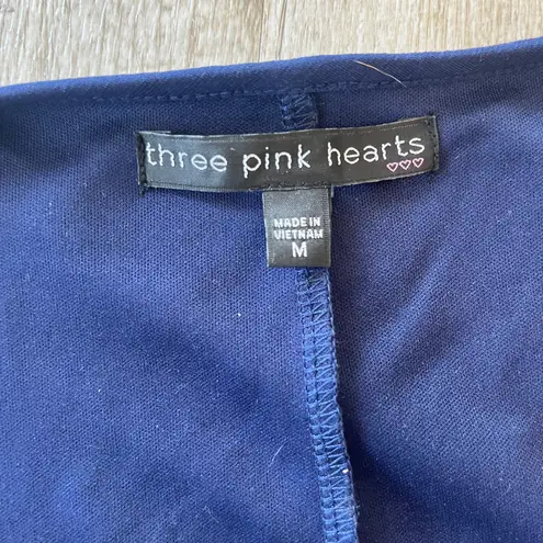 Three Pink Hearts Womens Blue with Pink Floral Print Maxi Dress - M