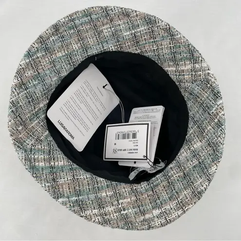 NEW Maison Michel Paris Mara Tweed Bucket Hat Golden Multi Blue White Size M Size M