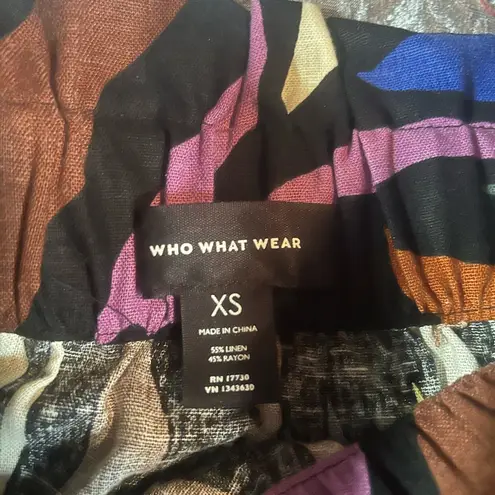 Funky Zebra Multicolor Linen Blend Skirt XS Black