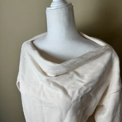 Pilcro ANTHROPOLOGIE  Drape Neck Off Shoulder Cream Sweatshirt Top Size Medium