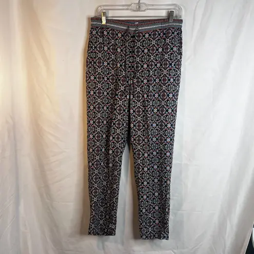 J Jill Busy Maximalist Print Pull On Boho Harem Casual Pant Size Medium Blue