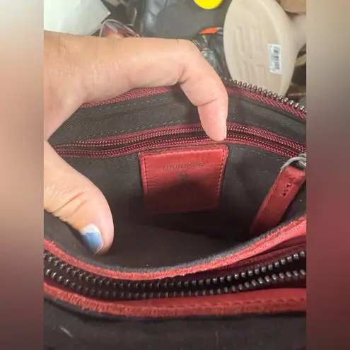 Harbour 2nd Luna Red Leather Triple Pocket Crossbody Belt Bag