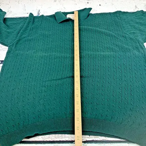 All Week Long Cotton Knit Polo Shirt Textured Long‎ Sleeve Green [Size Small]