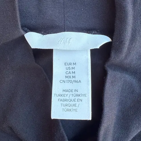 H&M  Solid Black Fringe Long Sleeve Dress Mock Neck Women's Size Medium EUC