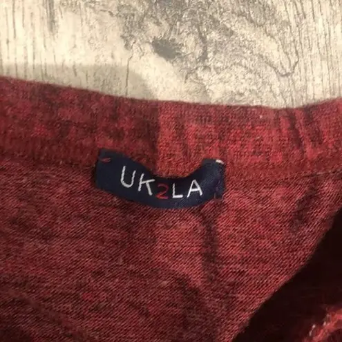 Uk2la Womens Medium Maroon Sweater Dress/ Shirt Off The Shoulder Short Sleeves