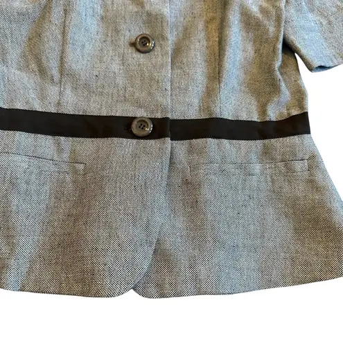 Max Mara Short Sleeve Grey Blazer Jacket Top Belt Linen Cotton Size 6 Womens NWOT