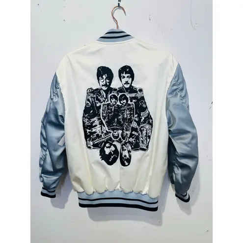 Stella McCartney White The Beatles Get Back Embroidered Satin Bomber Jacket XS