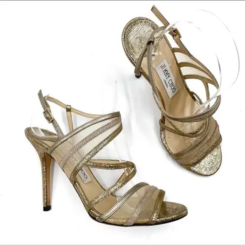 Jimmy Choo Visby Gold Heeled Sandals