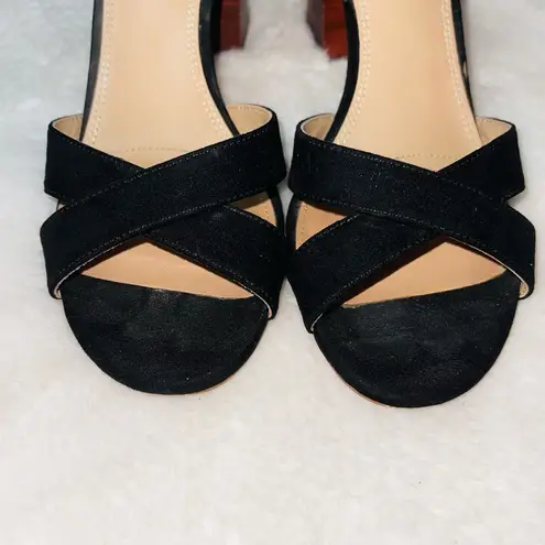 Kensie Exalia Black Faux Suede Strappy Block Heels
