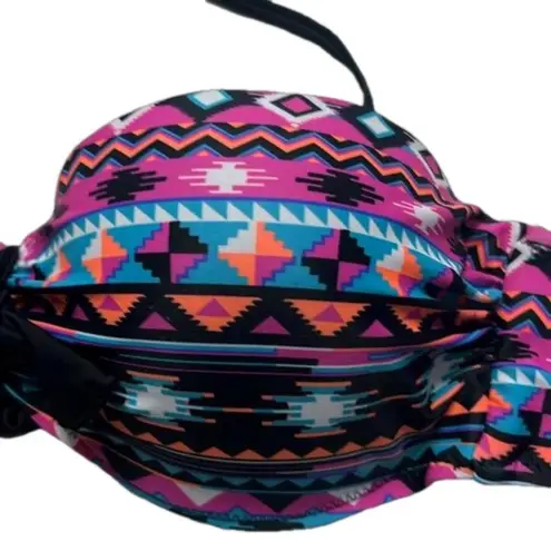 XL halter bikini top XL Aztec print halter bikini top removable straps Black