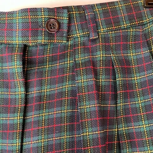 NWT Classic Preppy Tartan Plaid Pleated Wool High Rise Shorts Womens Sz 10 Blue
