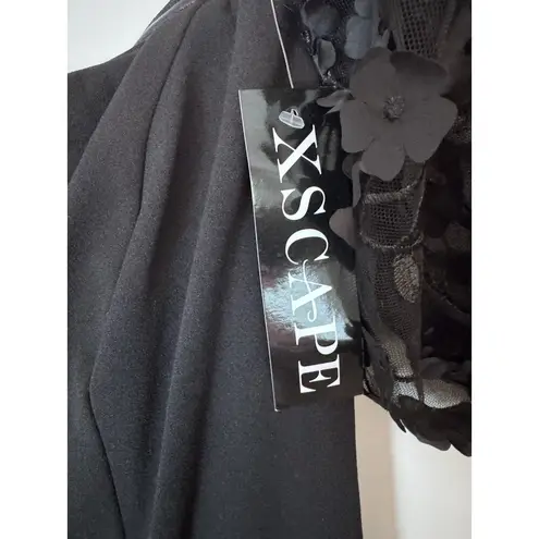 XScape Off-The-Shoulder ‘Belle’ Black Scuba Crepe Jumpsuit Size 4 NWT