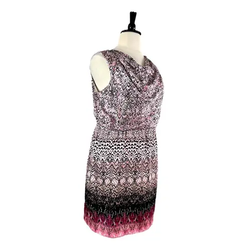 Dana Buchman Dress Drape Neck Sleeveless Blouson Pink Multi Women’s Size XL