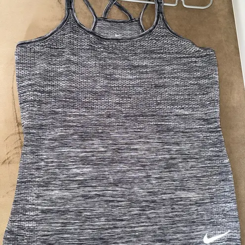 Nike  Gray and Black Fitted Backless Tank Top