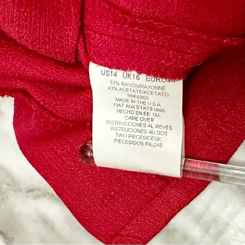 Leslie Fay Red Button Down Peplum Jacket Womens Size 14 80’s Workwear Vintage