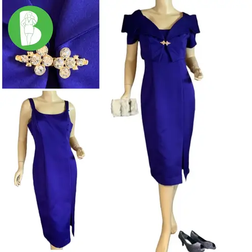 Alex Evenings VINTAGE 1990'S ELECTRIC PURPLE/BLUE COCKTAIL DRESS & BOLERO SET 6