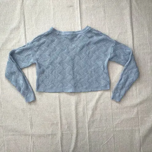 Sincerely Jules | Blue Wavy Knit Cropped Cardigan | Large