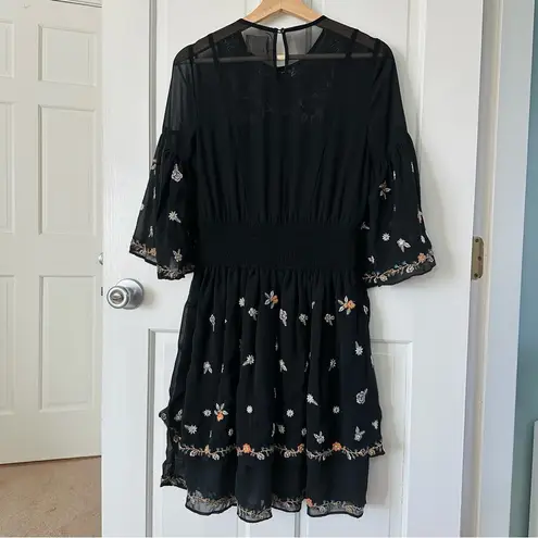 Maeve NEW! Anthropologie Anfisa Embroidered Tunic Dress Black Multi Size 0