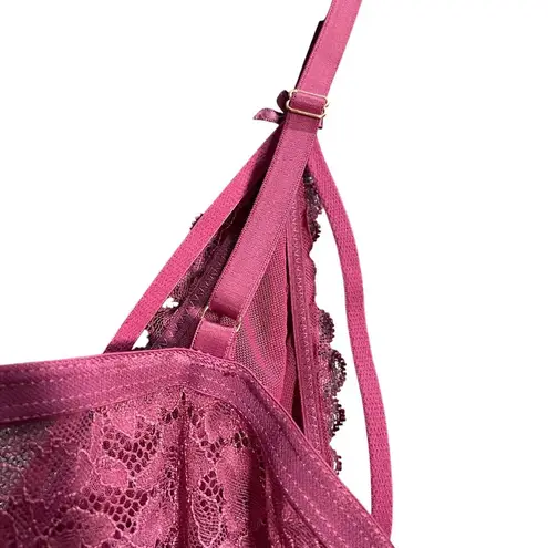 Women’s Babydoll Lace Front Clasp Mauve Lingerie Size Large Intimates Sexy Pink