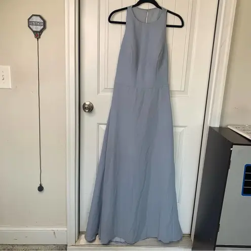 Hayley Paige Occasions Hayley Paige blue bridesmaid dress 5714 maxi chiffon size 8 wedding guest modest