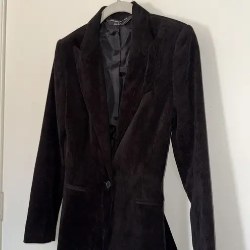 Norma Kamali Black Corduroy Blazer Jacket Size 4 Fitted Lined Stretch Classic