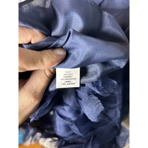 Phoebe Couture 100% Silk Strapless Formal Cocktail Dress Dark Blue Navy Size 2