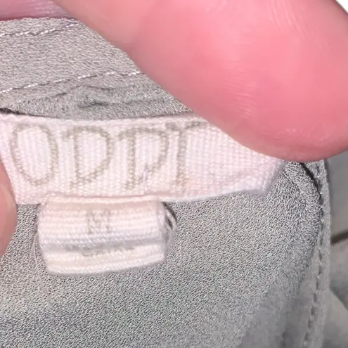 Oddi Sage Green Women's Ruffled V-Neck V-back Blouse