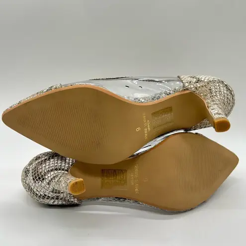 Journee Collection Journee Women 9 Gray Genuine Leather Gabbie Snake Embossed Pointed Toe Pump