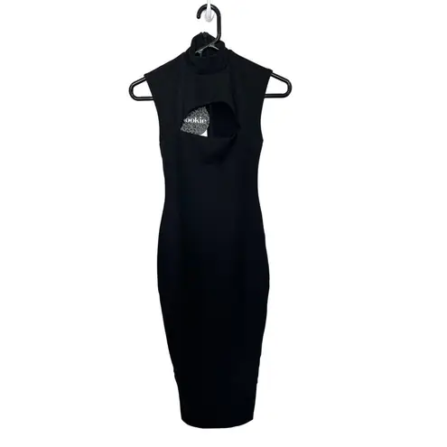 Nookie Manhattan Glam Evening Bodycon Midi Dress LBD Black NWT XS