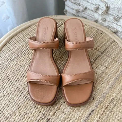 Madewell  The Saige Double-Strap Brown Leather Block Heel Sandals Women’s Size 7