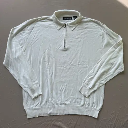 Vintage Statements Quarter Zip Sweater White Size XL