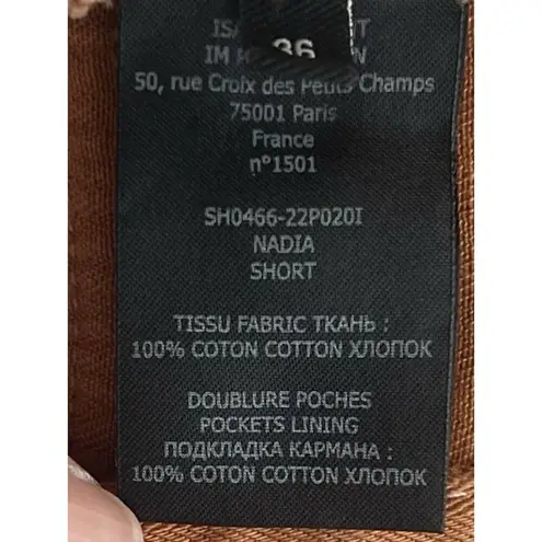 Isabel Marant Nadia Shorts Terracotta High Rise Button Fly Shorts Utility FR 36