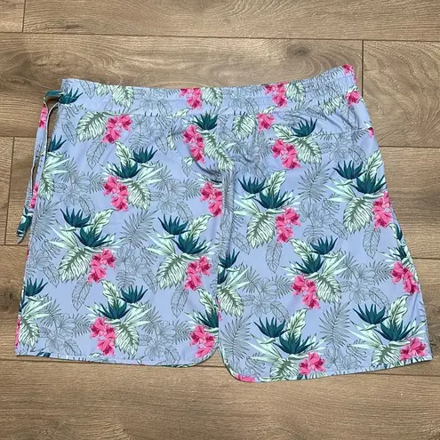 Duluth Pier Genius Blue Floral Active Hiking Swim Coverup Skirt Size XXL Blue