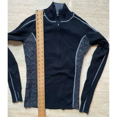 Athleta Athletic Half-Zip Performance Top with Geometric Pattern‎ Panels Black/Grey s