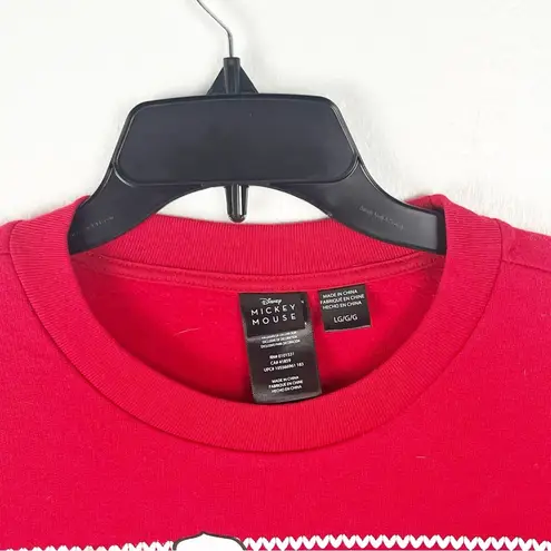 Disney  Mickey Mouse Red Christmas Graphic Light Up Long Sleeves Sweater Large