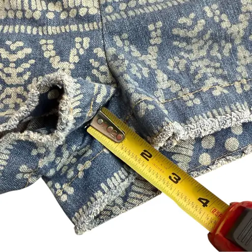 Sea New York Size S Lace Up Jean Shorts Acid Wash Denim Frayed Southwestern Boho Blue