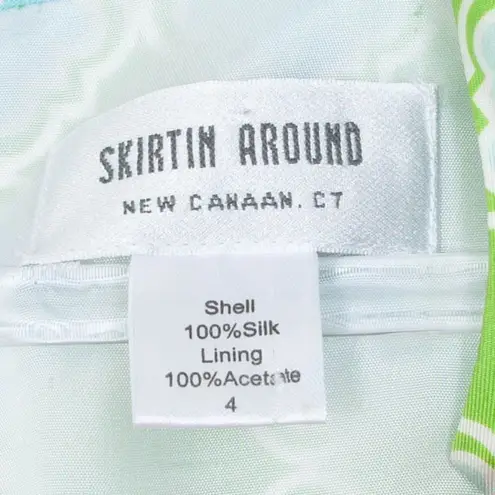 Skirtin Around Green Short Sleeve Silk Sheath Dress Womens Size 4