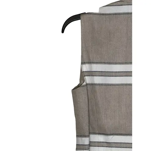 Worth Women Top Zip Up Belted Waist Vest Striped Linen Blend Workwear Tan Size 2