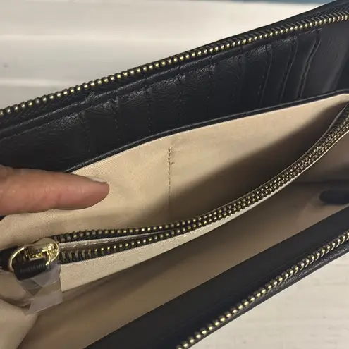 INC international concepts Black Floral Embroidered Wristlet Clutch gold studs