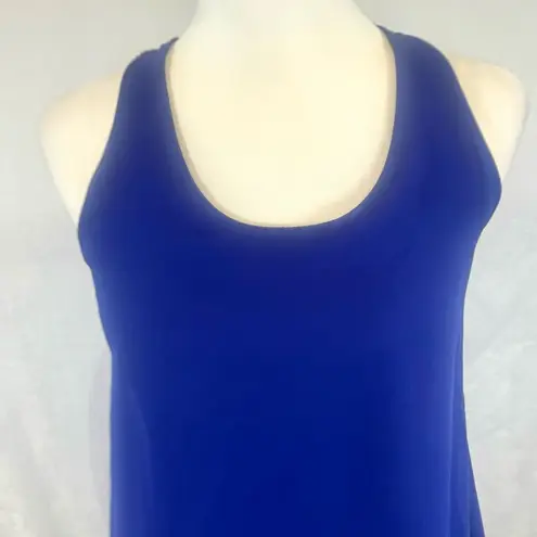 Unique blue and black racerback bodycon chiffon tunic top size small