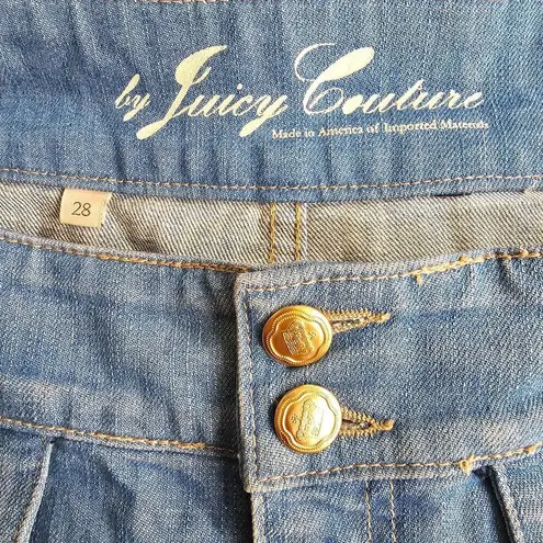 Juicy Couture  Ex Cardiff High Waist Womens Denim Skirt Crest Button Size 28