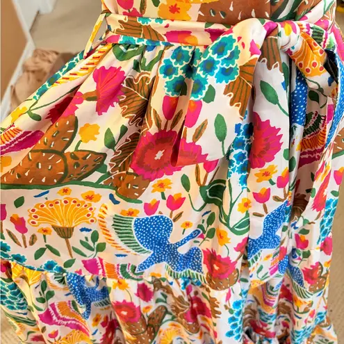 LA DoubleJ Pellicano dinner dress silk Floral Maxi size medium Red