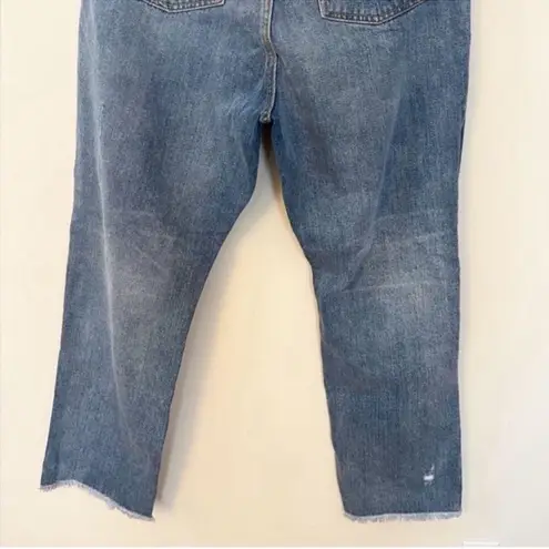 Avec Les Filles Distressed Raw Hem Straight Leg Jeans Size 31 NEW Medium Blue