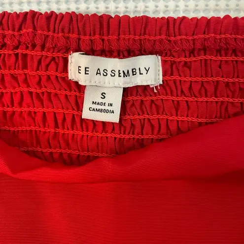 Free Assembly Red Top Square Neck Size Small Blouse Peasant Puff Sleeve