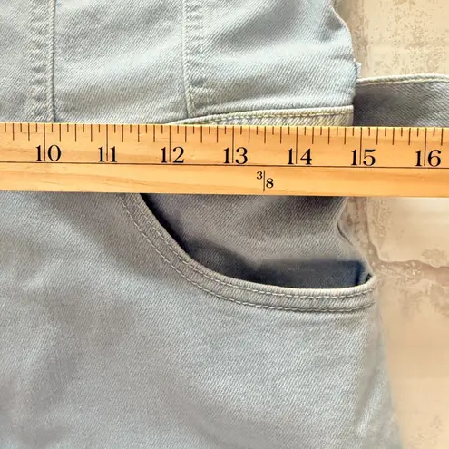 Avec Les Filles Denim Blue Wide Leg Belted Short Sleeve Fitted Jumpsuit Sz 29