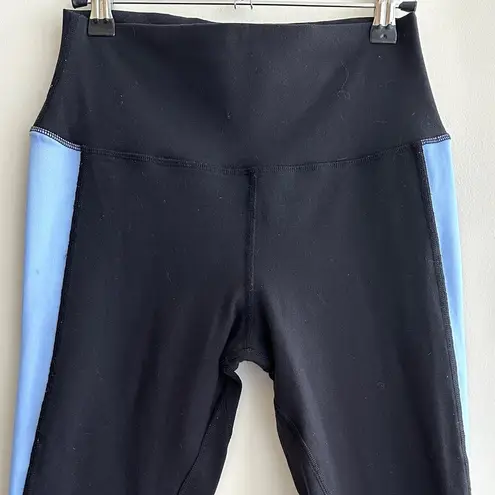 Alo Yoga  Elevate Contrast-Panel Sport Leggings, Black/ UV Blue, Size 4