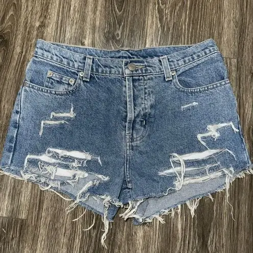 Ralph Lauren  mid wash mid-rise denim cut off shorts