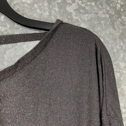 Next Women's Gray & Gold Glitter Dolman Sleeve Sweater - Size 10 - V-Neck Back