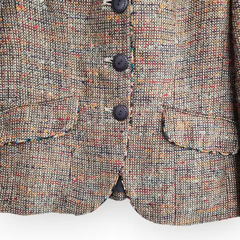 American Vintage Vintage Coldwater Creek Funky Colorful Tweed 3 Button Blazer Suit Coat Jacket L