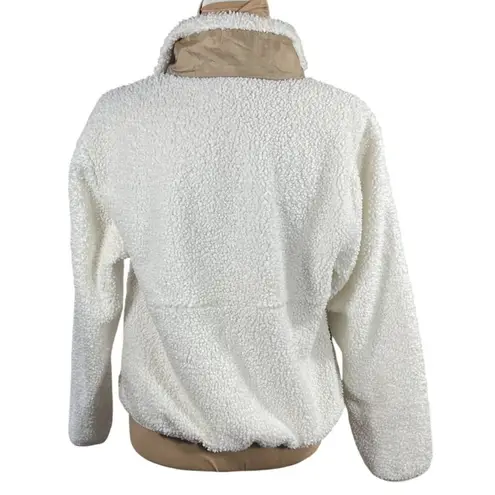 Old Navy  Women's Full Zip Sherpa Jacket Cream Brown Size XS Extra Small